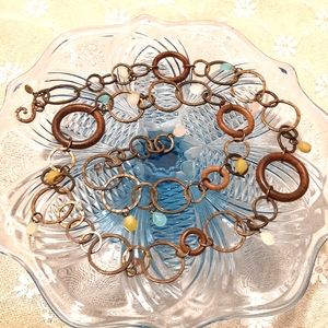 SR Vintage Semi Precious Stones With Bronz And wood, Belt 41" Long 4 Dif Stone